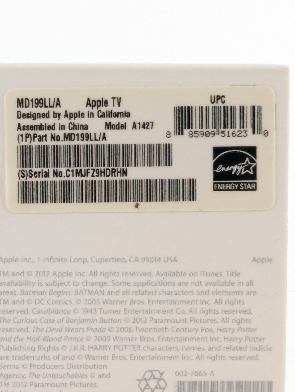 Apple TV 3rd Generation A1469 MD199LL/A Streaming Media Player w Remote