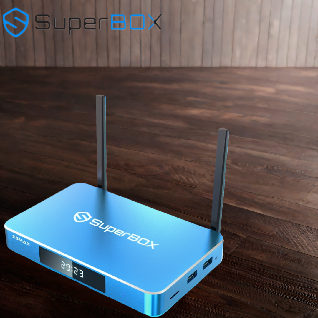 SuperBox S6 Max BLUE TV Streaming Box U-HD all featured content No annual fee