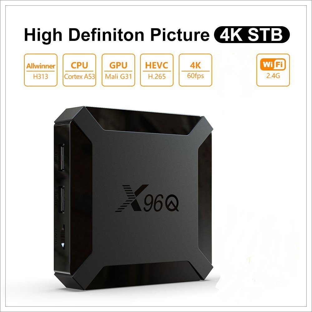 X96Q Pro Android 10 TV Box 1G/8G 2.4G WiFi Quad Core HD 4K Media Stream Player