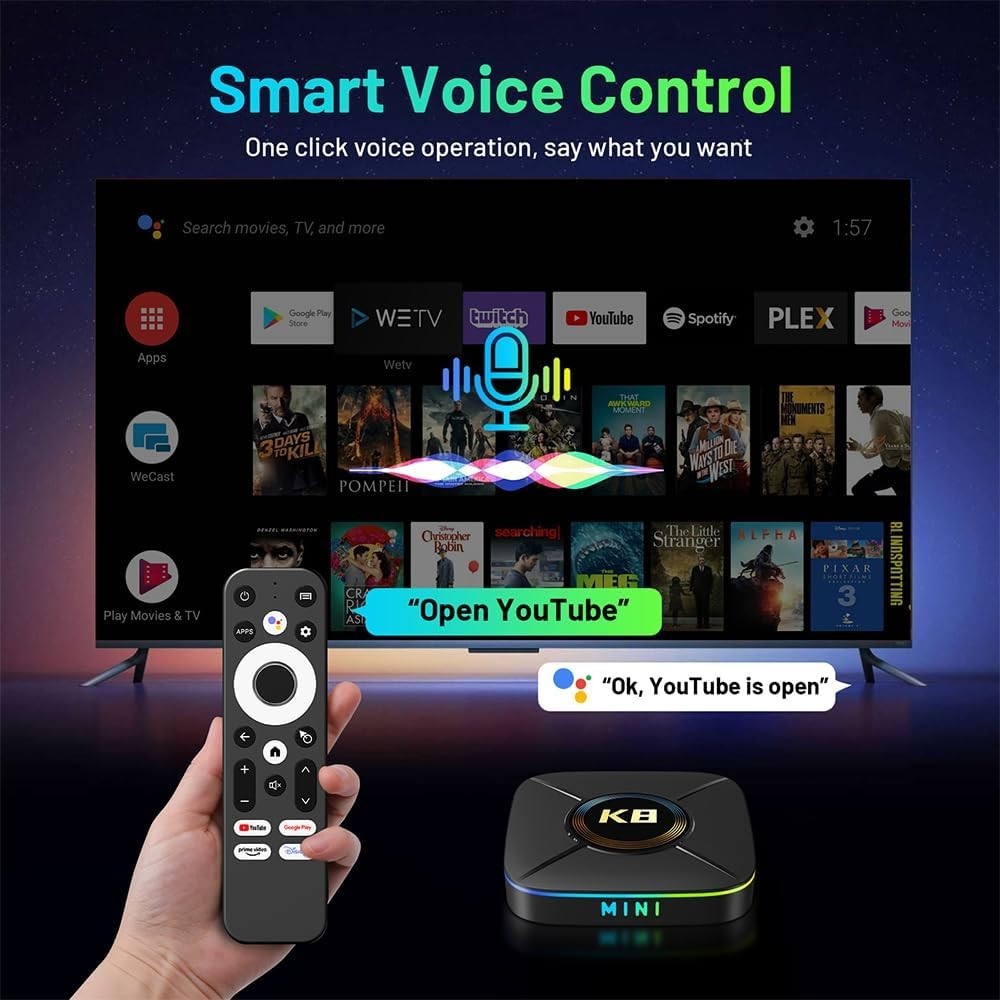 4K Android TV Box, Quad Core 2GB RAM 32GB ROM, Dual WiFi 5.0GHz, BT 5.0, USB 3.0