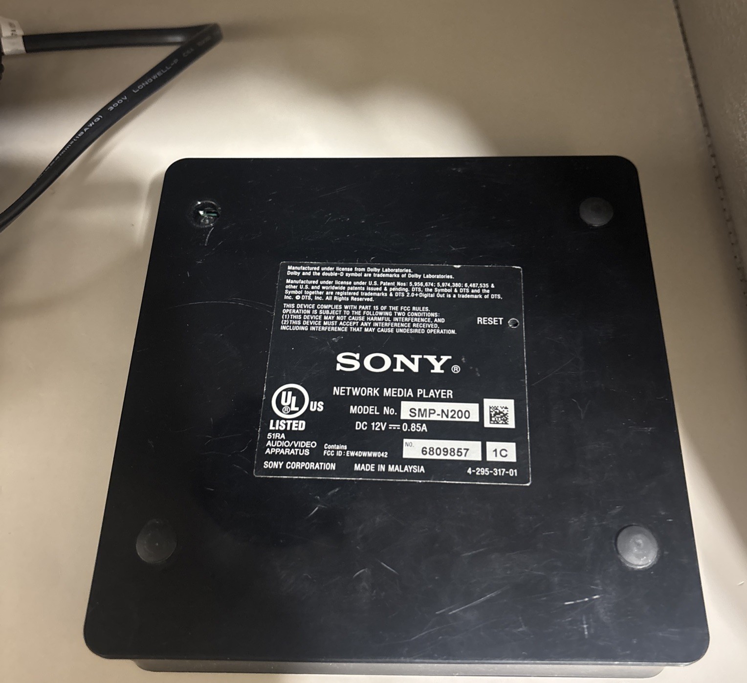 Sony SMP-N200 Network Media Player / Power Adapter / No Remote