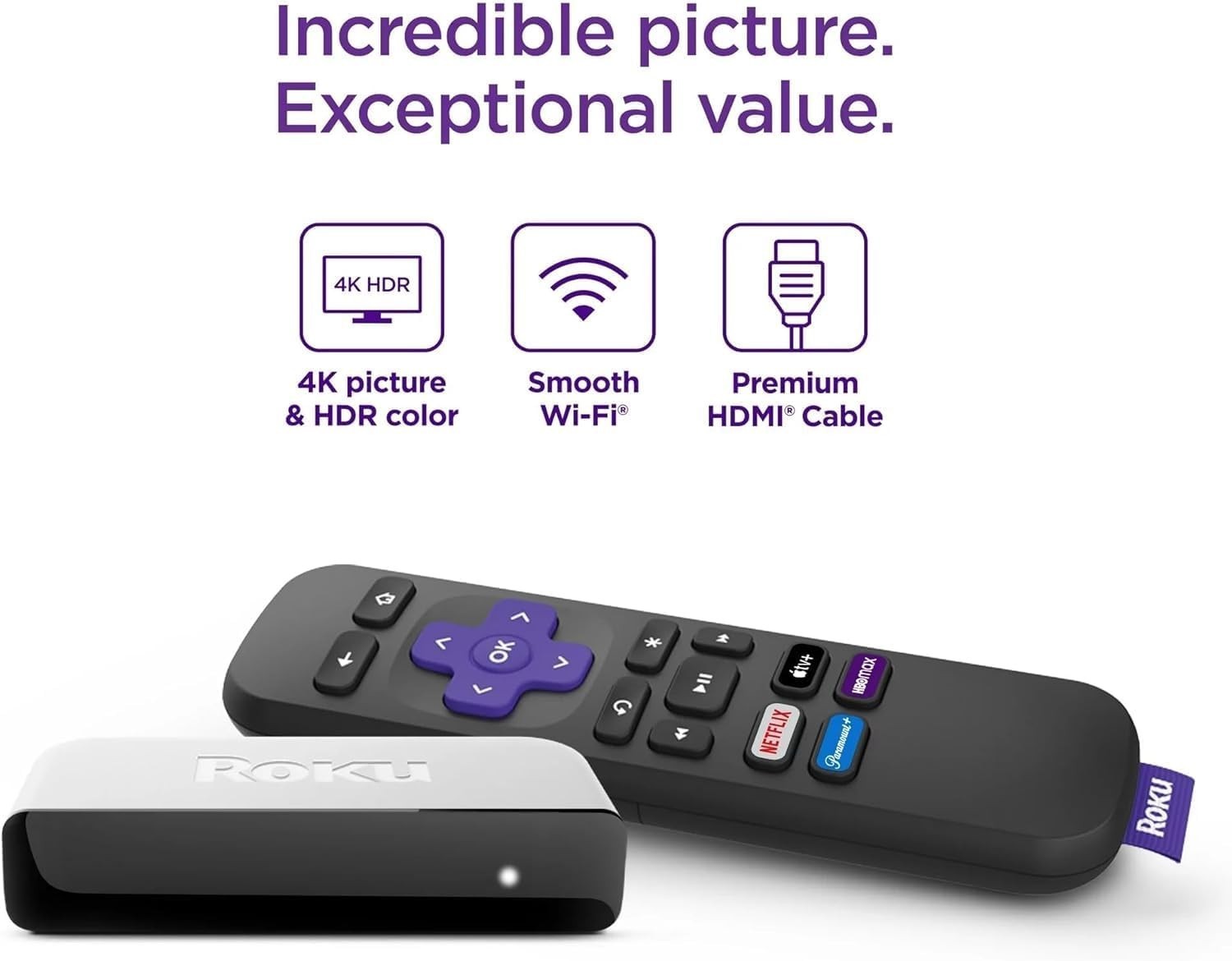 Roku Premiere 4K HDR Streaming Media Player 3920RW-SW ,Latest Version!