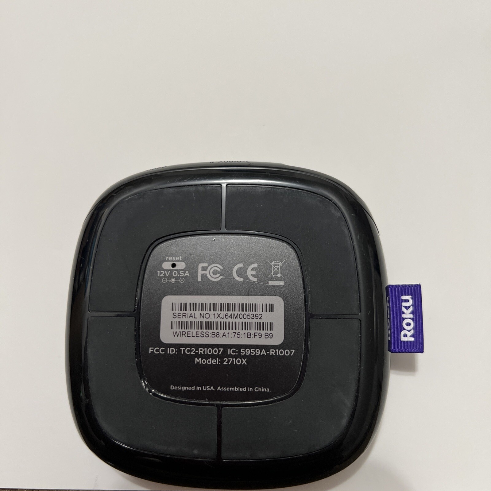 Roku 1 SE Media Streamer 2710X – Black (No Accesories ) – Untested