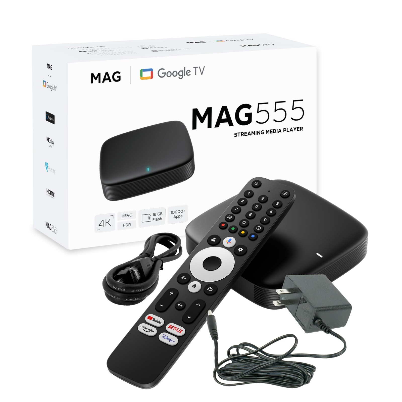 MAG555 4K Streaming TV Box with Google TV Voice Control HDMI USB Easy Setup