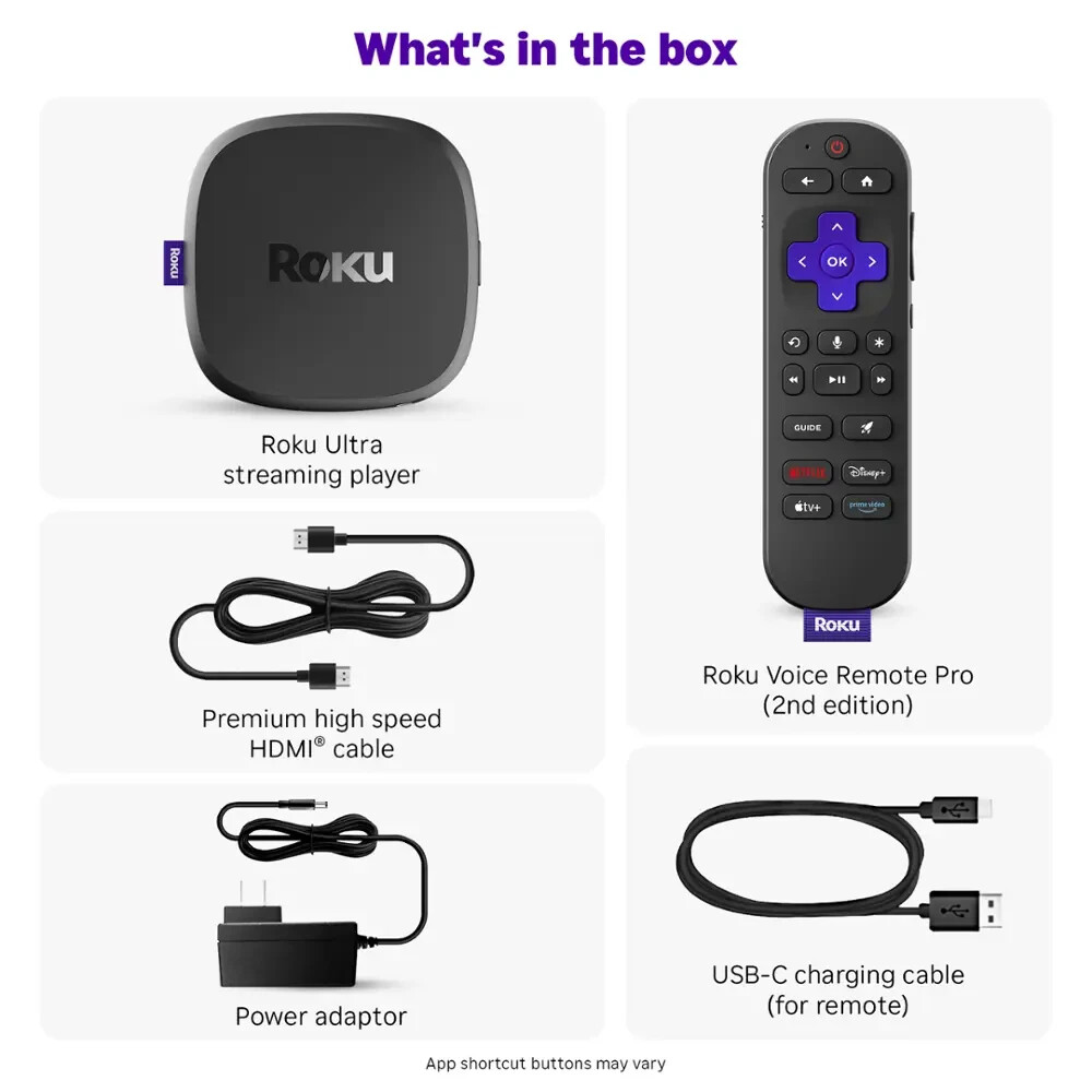 Roku Ultra 4850R 4K Streaming Player (2024) – App Shortcuts May Vary