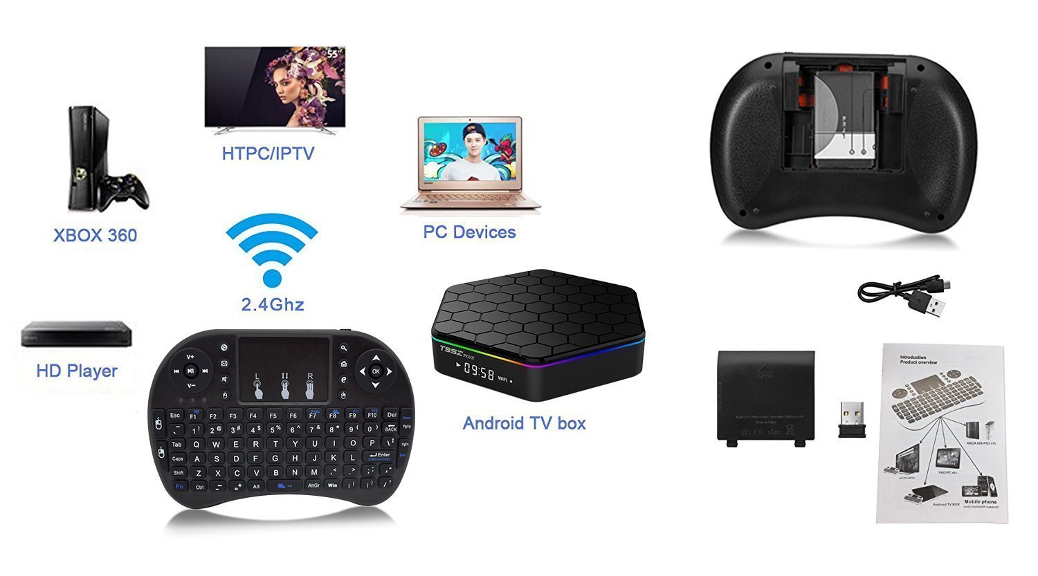 T95Z Plus Android 7.1.2 TV box 3GB RAM 32GB ROM Octa-core With Wireless Keyboard