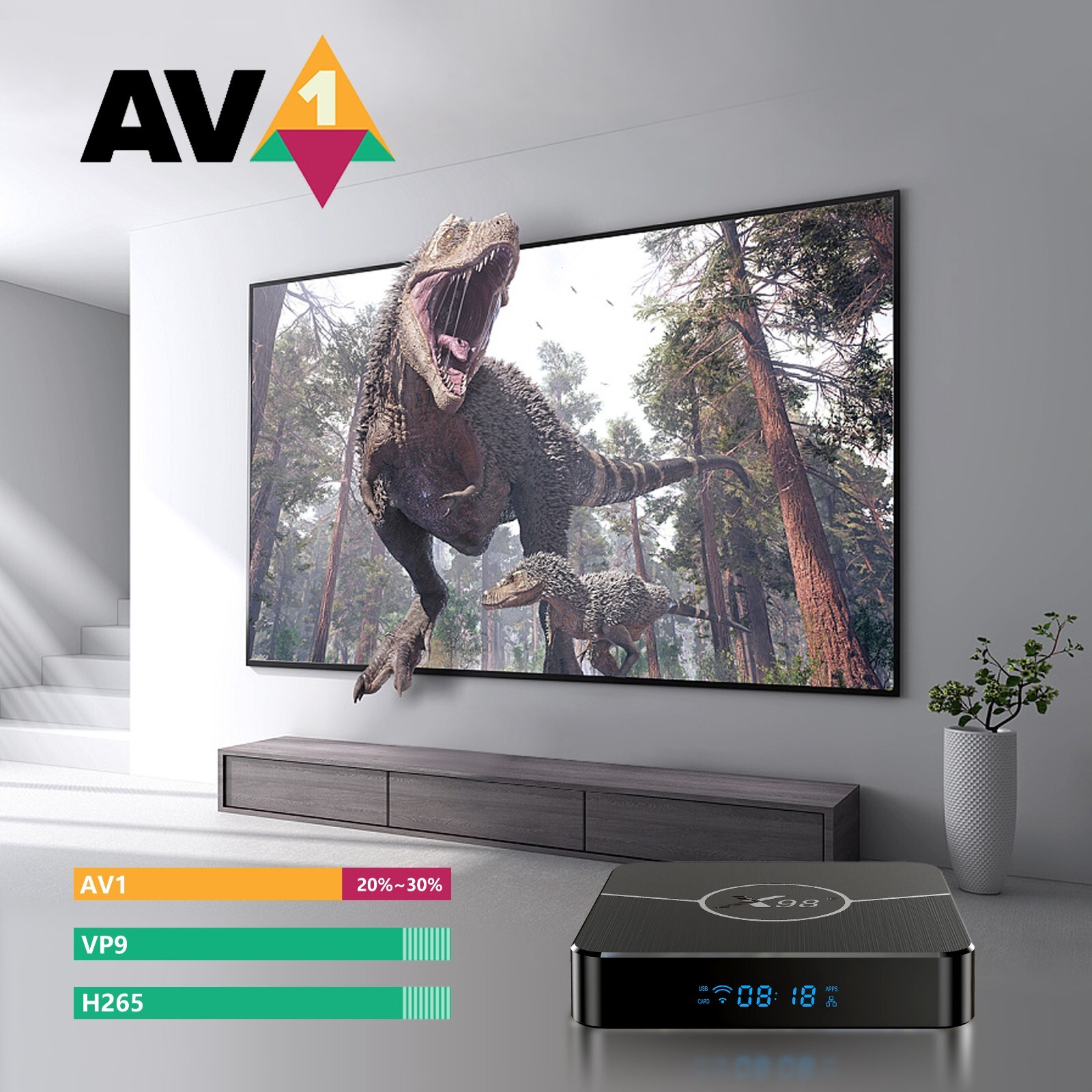 X98 Plus Android 11 TV Box Amlogic S905W2 AV1 2.4G/5G Dual Wifi BT5.0 Player