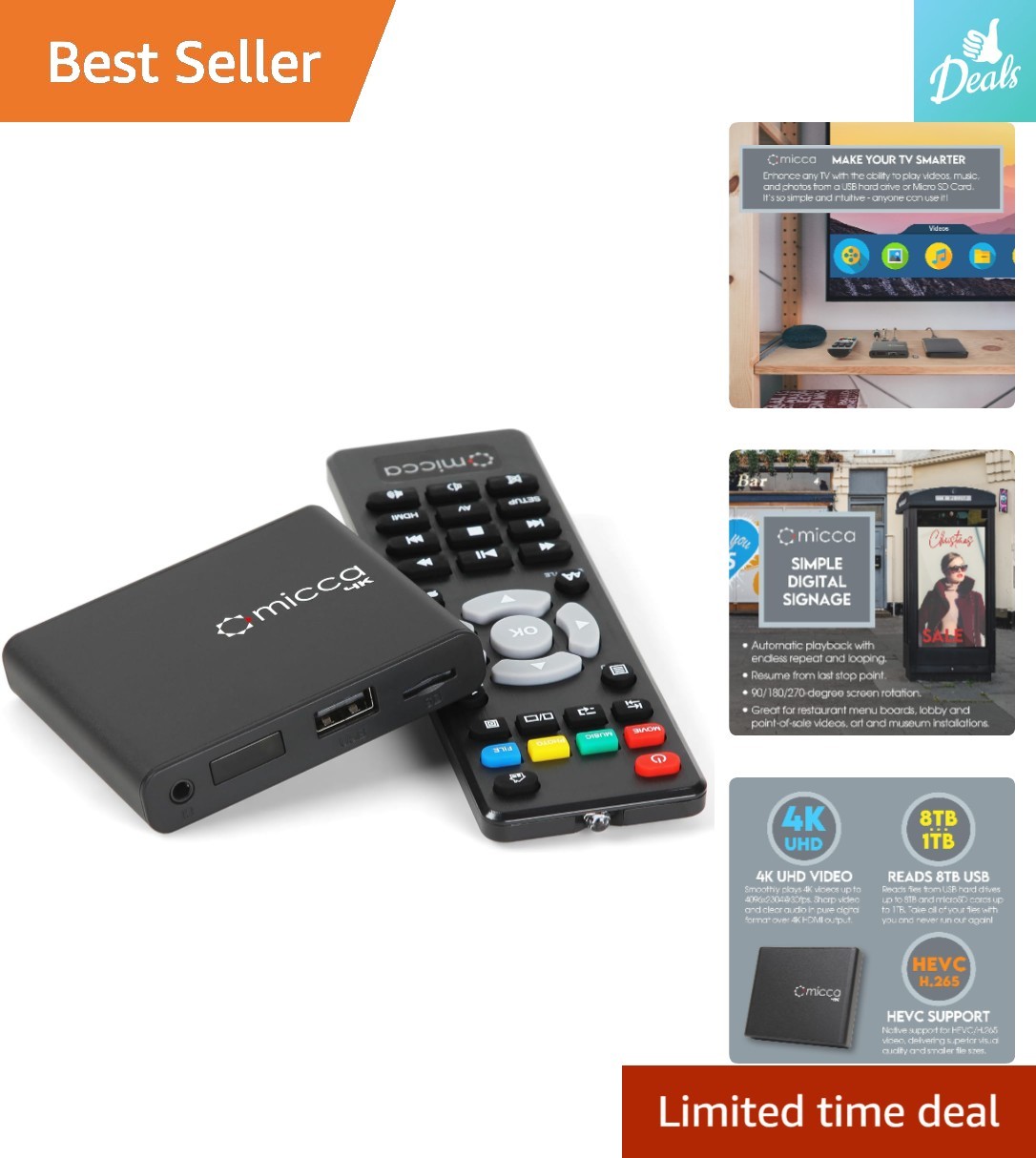 Transform Your TV with 4K Ultra-HD Player – Supports USB/MicroSD, Remote Control