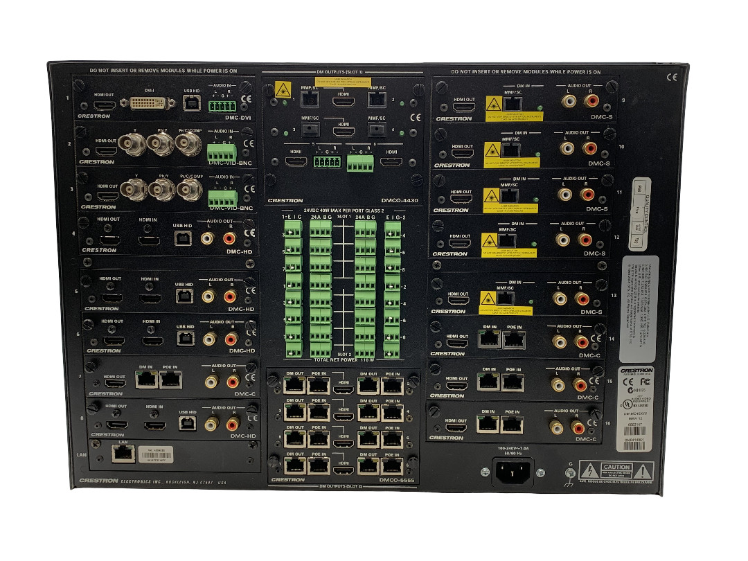 Crestron DM-MD16x16 Digital Media Switcher Loaded w/ I/O Cards