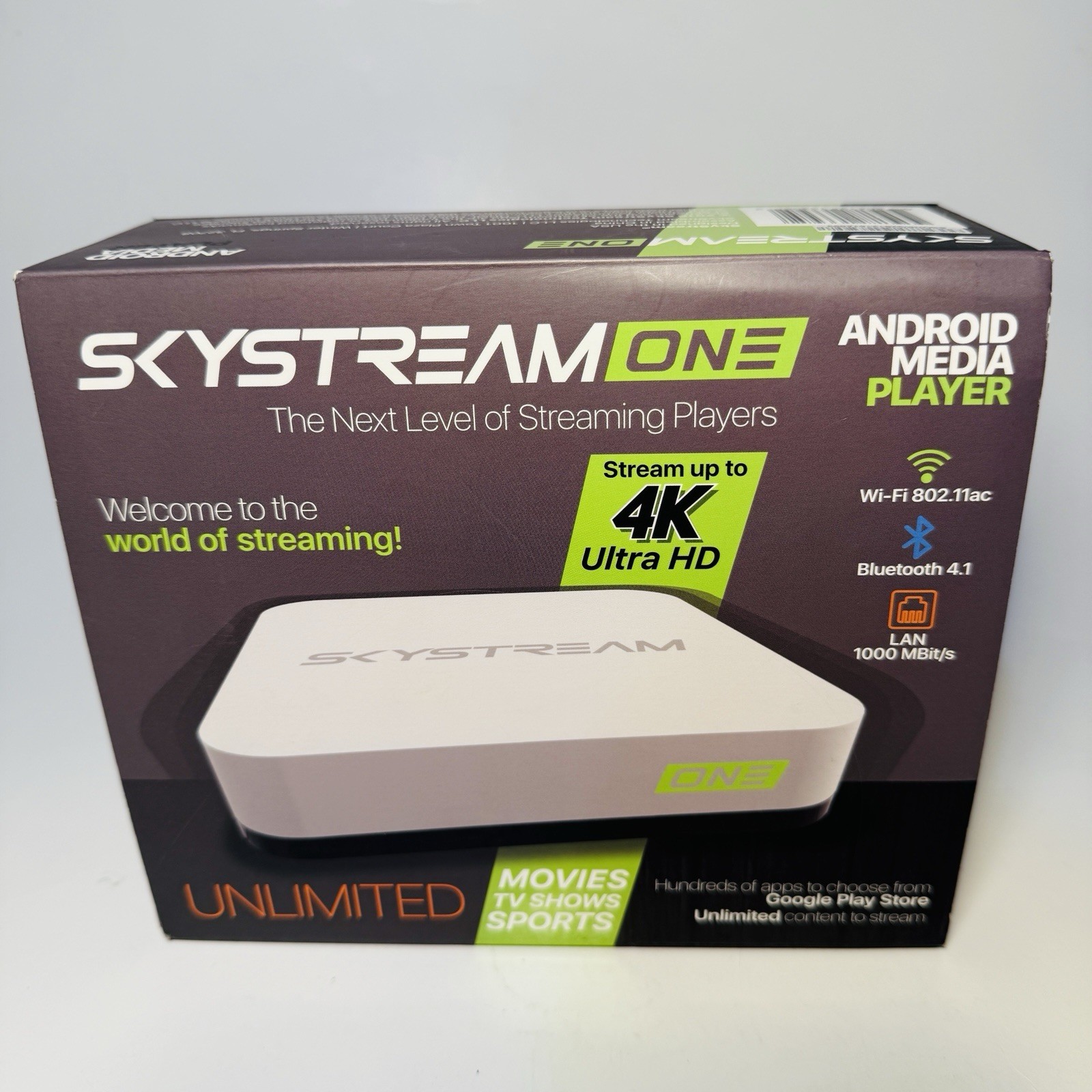 SkyStream One Android Media Streamer SS-ONE Media Box w/ Power Cord And Remote
