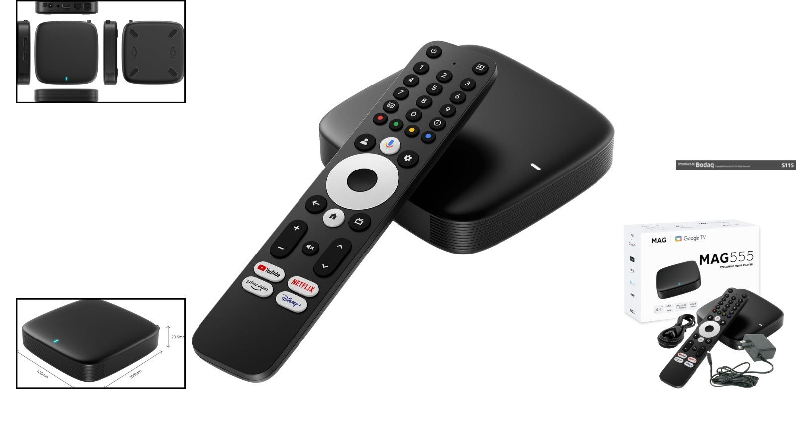Compact Google TV™ Media Player – 4K HDR, Chromecast Built-in, Bluetooth Control