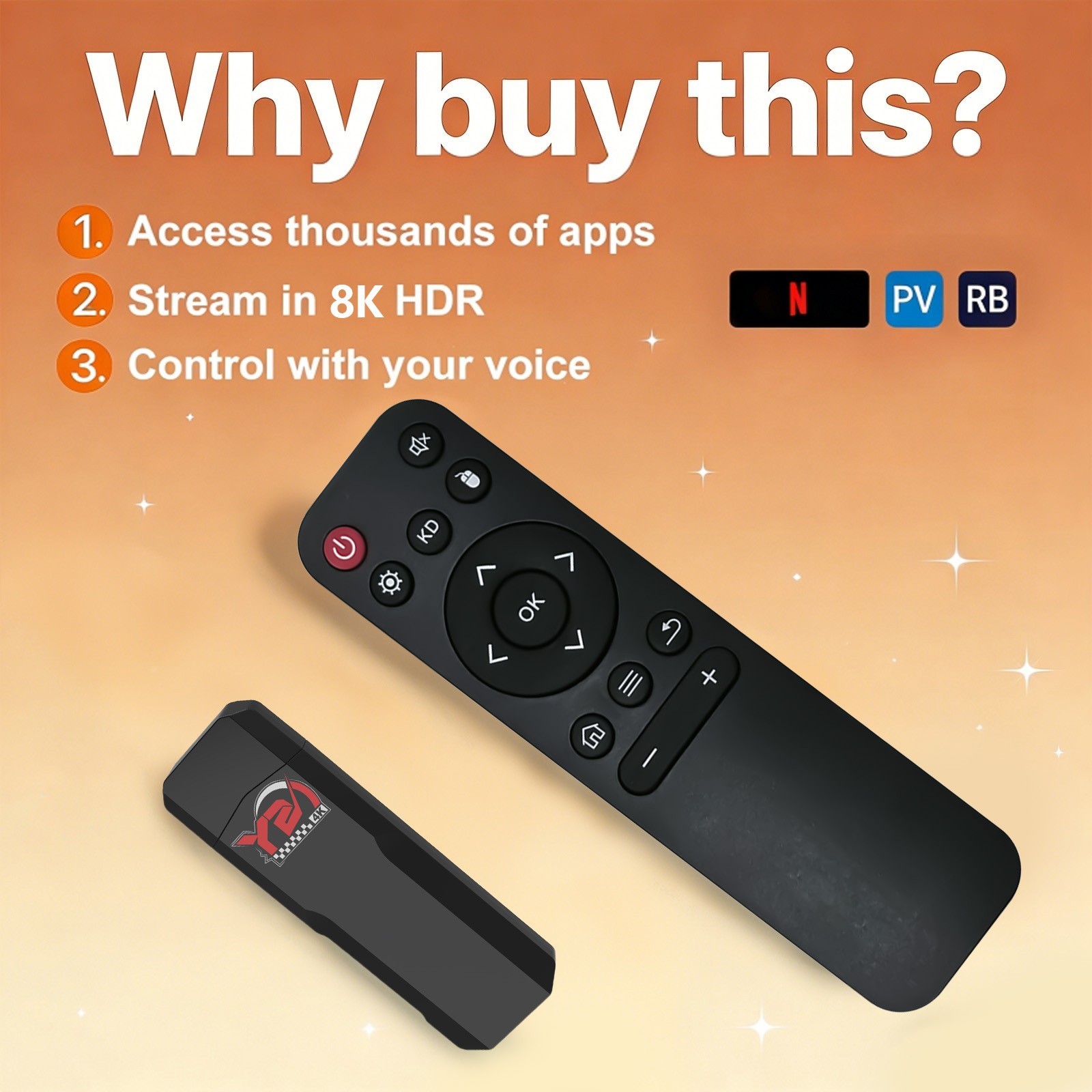 4K HDR Android TV Stick 2+16GB Dual WiFi BT Streaming Media Player Dongle
