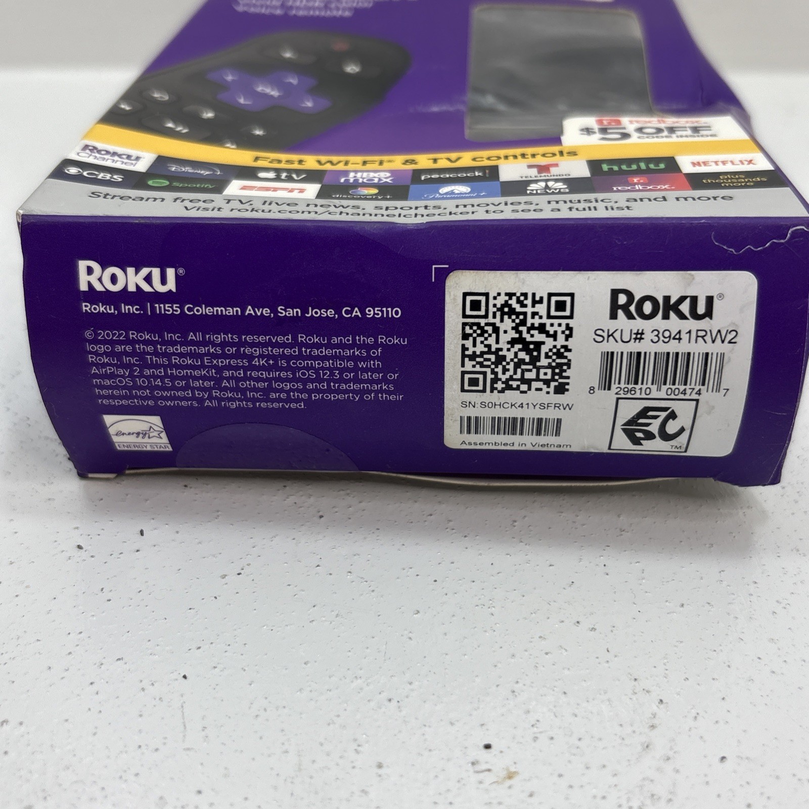 Roku Express 4K+ Streaming Player 3941RW2 Black TV Movies Apps Shows Sports New