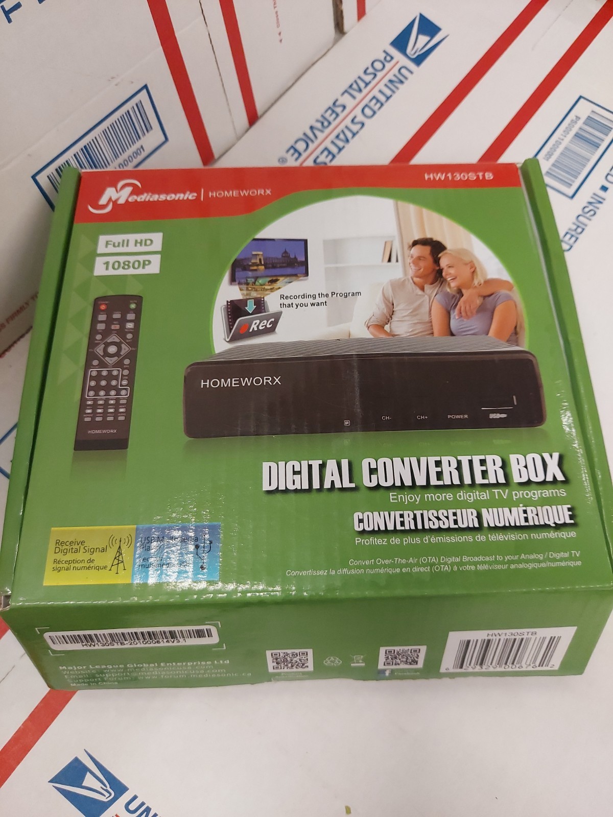 Mediasonic HomeWorx HW130STB Digital Converter Box 1080p With Remote