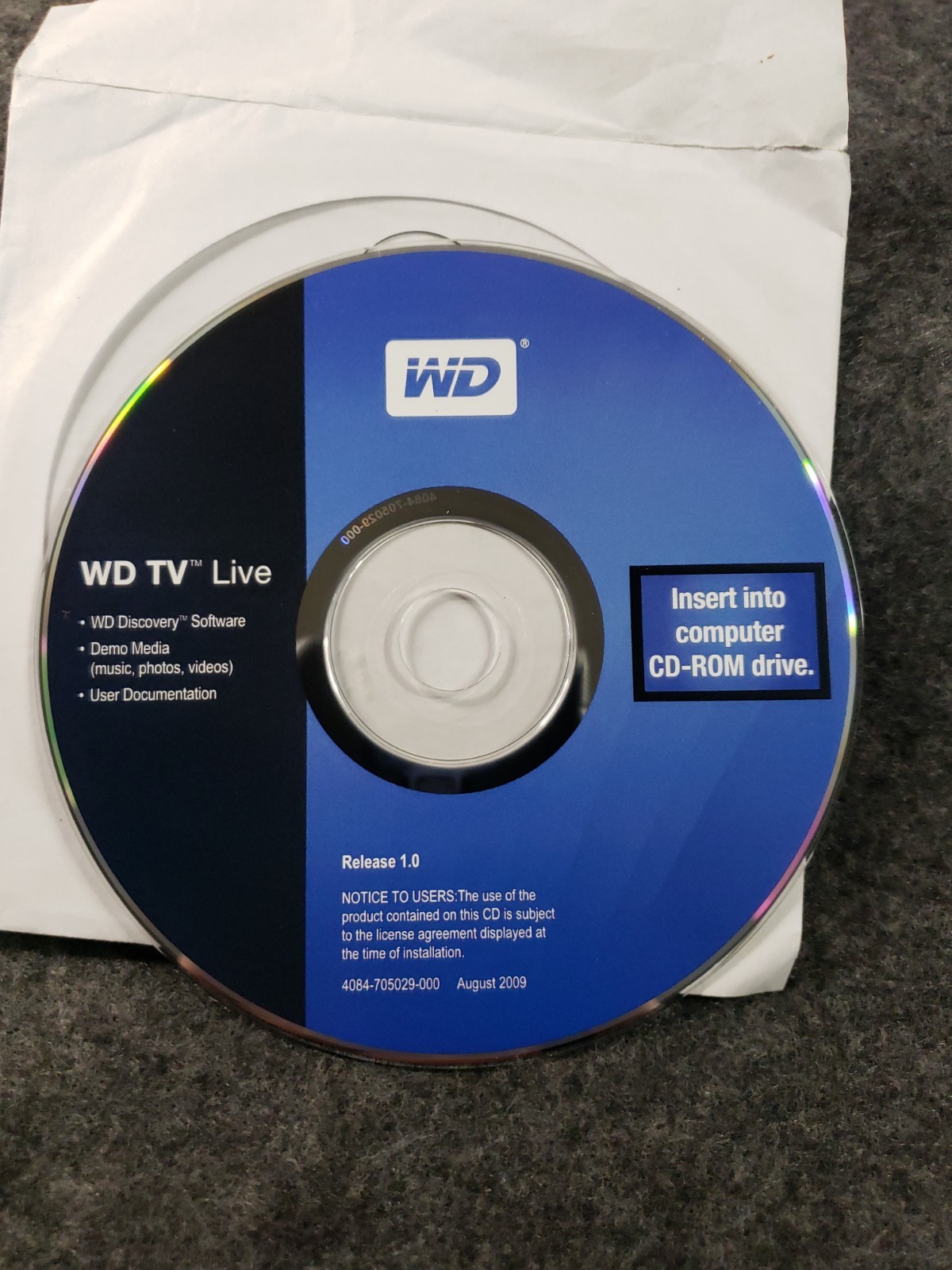Western Digital WD TV Live Software CD….. ….. (C6B1)