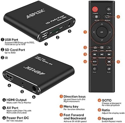 HDMI Media Player, Black Mini 1080p Full-HD Ultra HDMI Digital Media Player f…