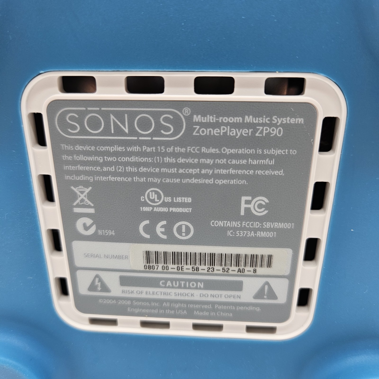 Sonos ZonePlayer ZP90 / Connect Gen 1 Wireless Music Streamer S1 w/ Power Cord
