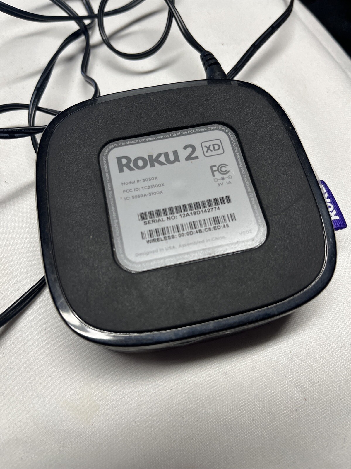 Roku 2 XD (2nd Generation) Media Streamer 3050X w Power Adapter(NO REMOTE) T20