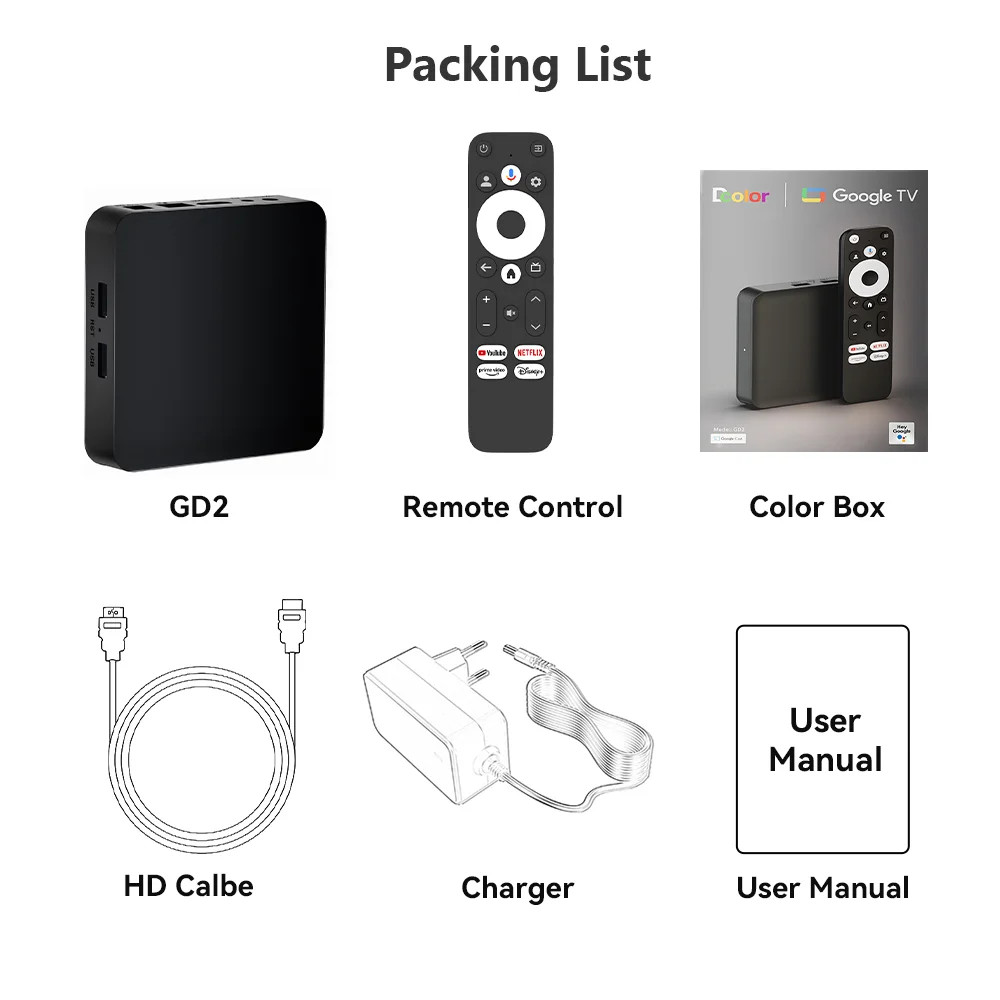 Dcolor GD2 Android 12 TV Box Amlogic S905Y4 2GB/16GB 4K@60Hz WiFi BT Voice