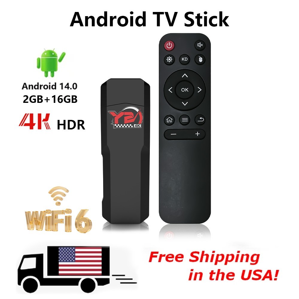 Android 14 TV Stick 4K HDR 2+16GB WiFi6 Bluetooth 5.0 US Streaming Device