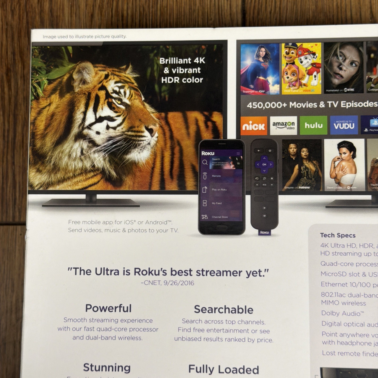 Roku 4640 RW Ultra Streaming Media Player 4K HD HDR with Headphones Black Seald