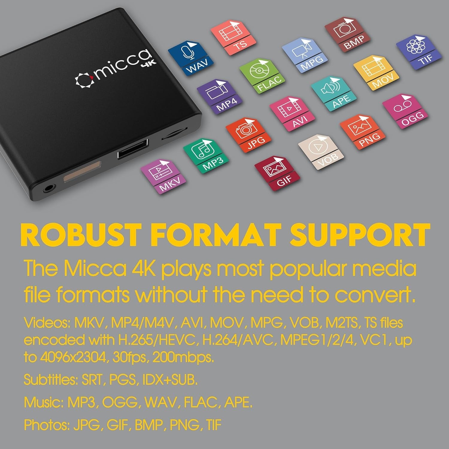 Compact 4K Media Player for USB & MicroSD Cards