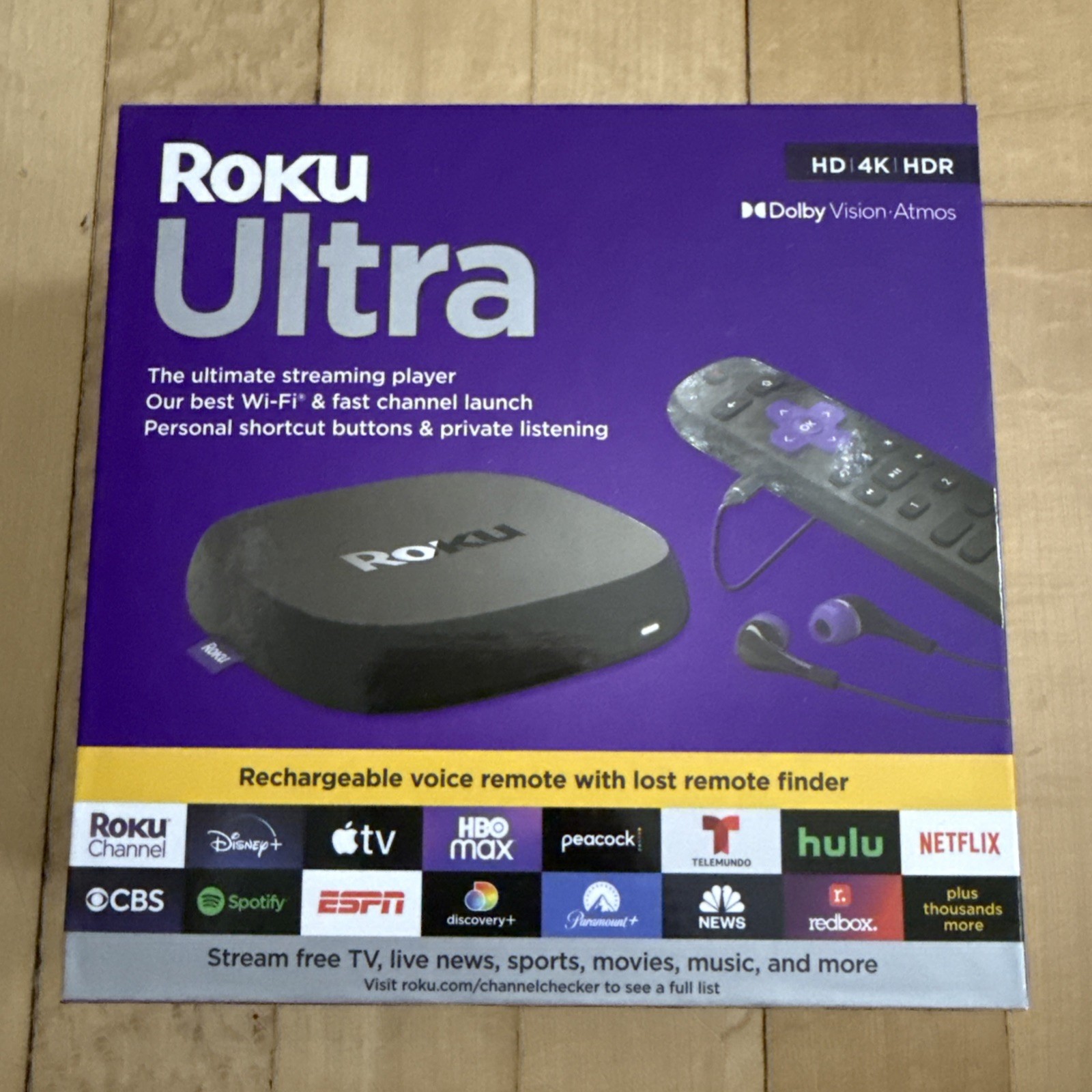NIB~ ROKU Ultra HD 4K HDR Ultimate Streaming Device 4802R Rechargeable Remote