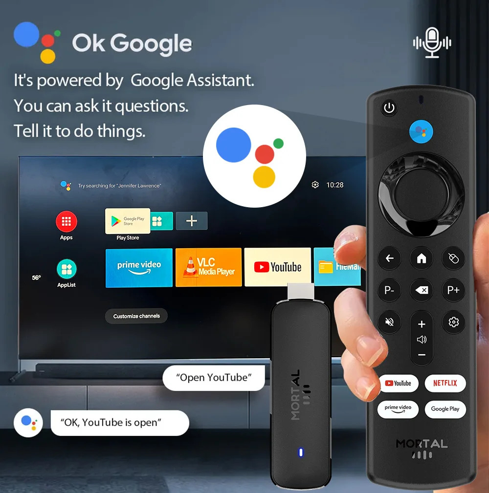 Global Version Android TV Stick Mortal Q8 Voice Remote Android14 8K4K Video Wifi