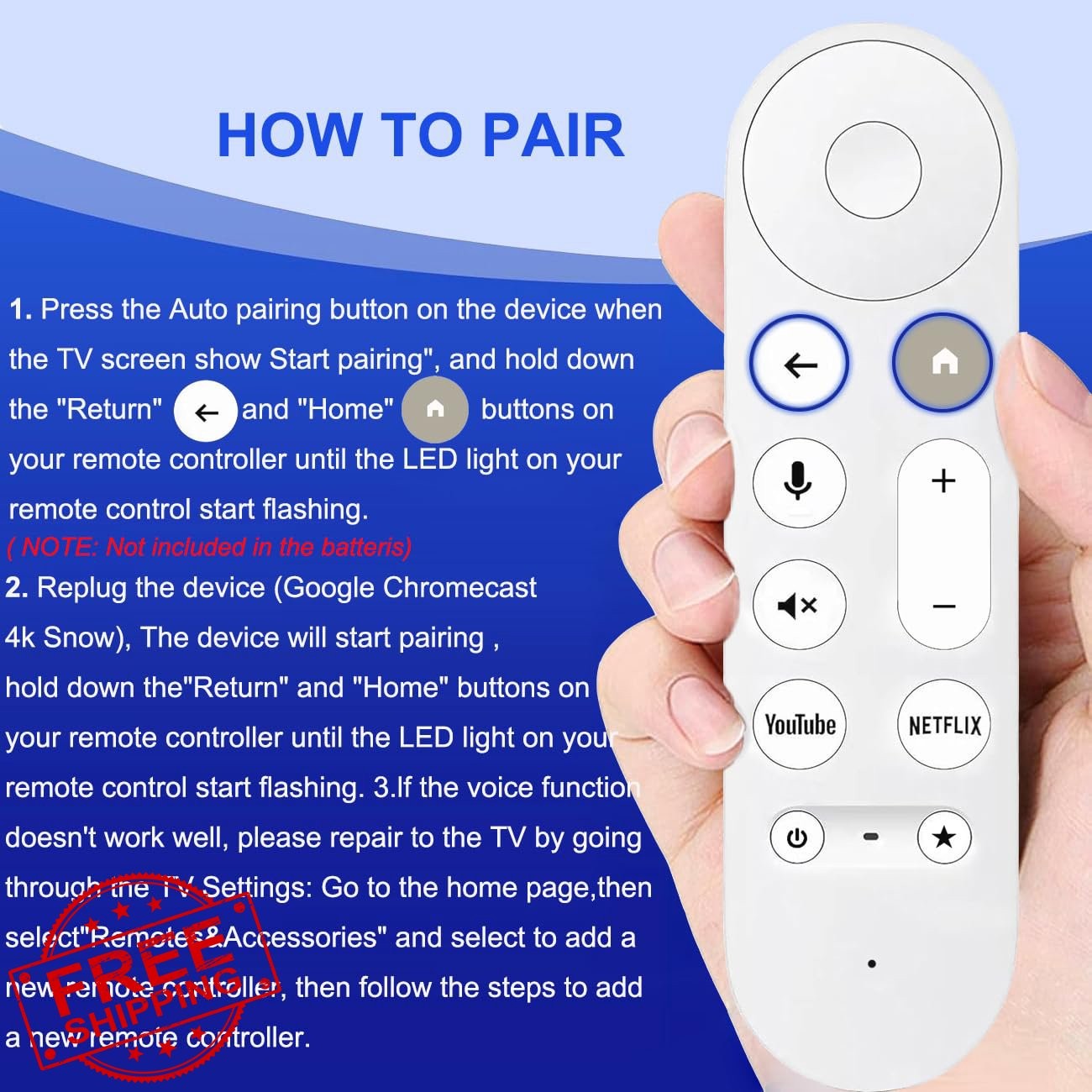 AieSHOP Remote for Chromecast Google TV 4K HD Streamer