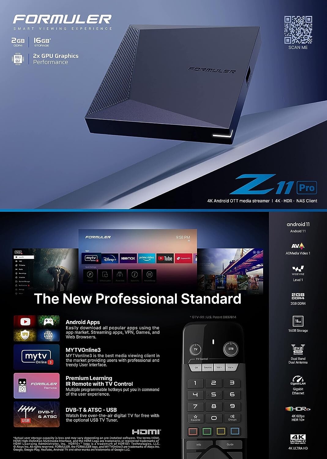 Formuler Z11 Pro 4K Android 11 Dual Band 5G – ACCESSORY OF YOUR CHOICE