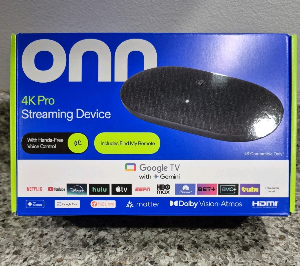 Onn 4K Pro Streaming Device Google TV 32GB Dolby Vision Atmos HDMI 2026 NEW