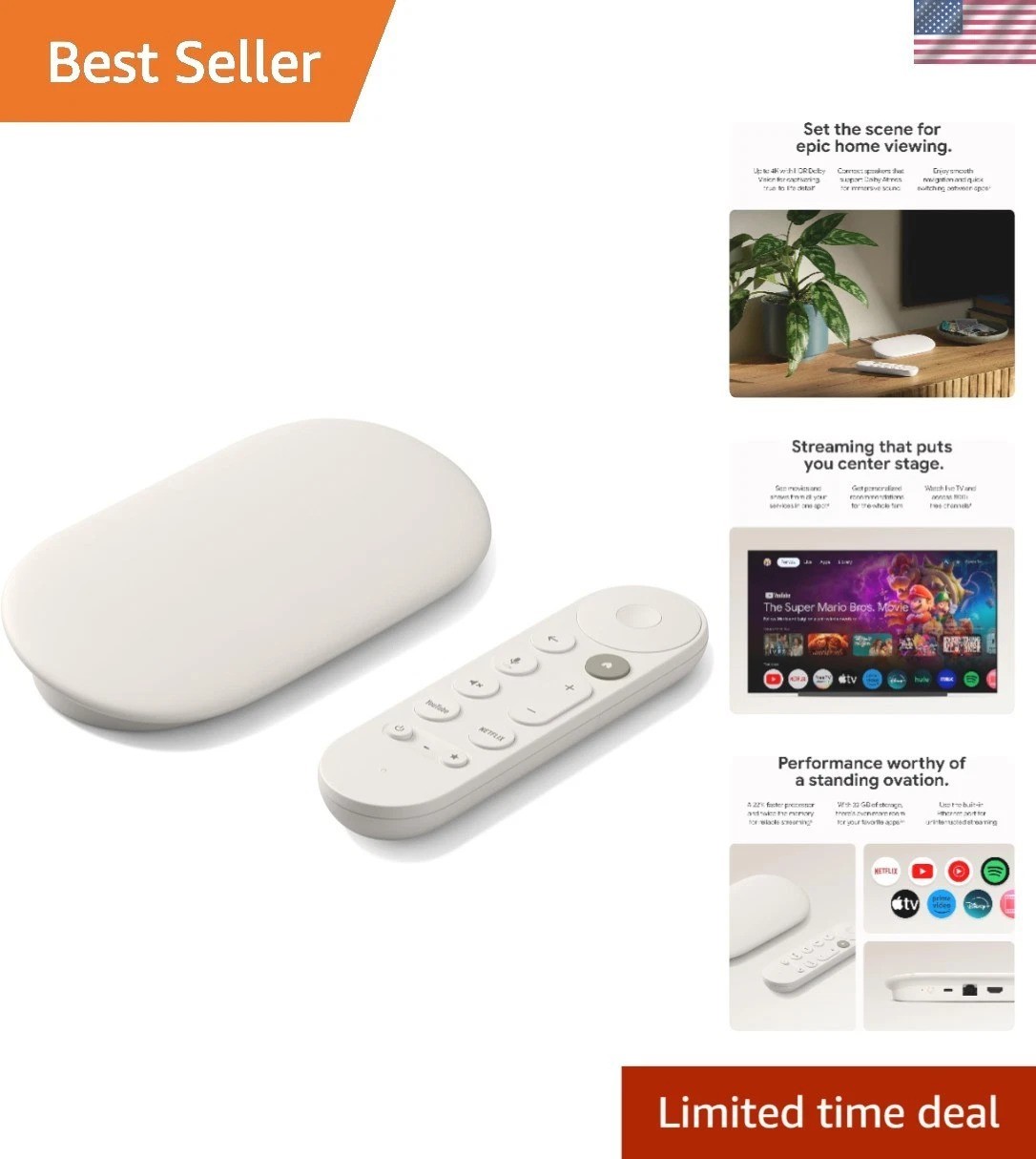 All-In-One 4K Streamer with Voice Control & Smart Home Features – Porcelain