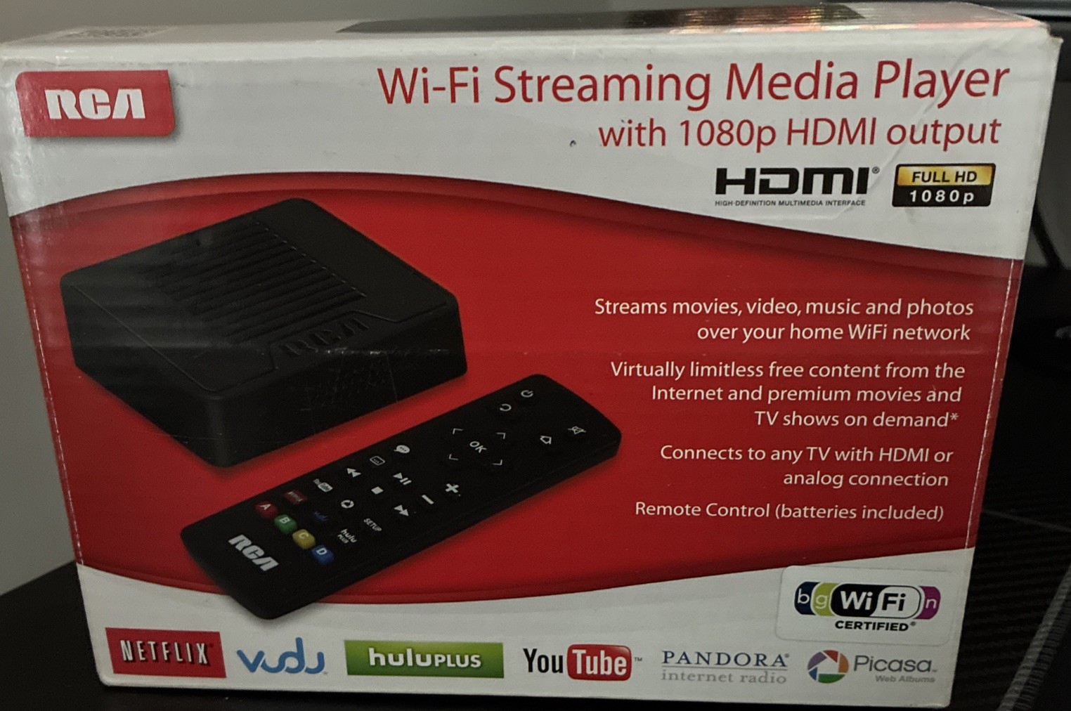 RCA DSB872WR WiFi Streaming Media Player with 1080p HDMI output