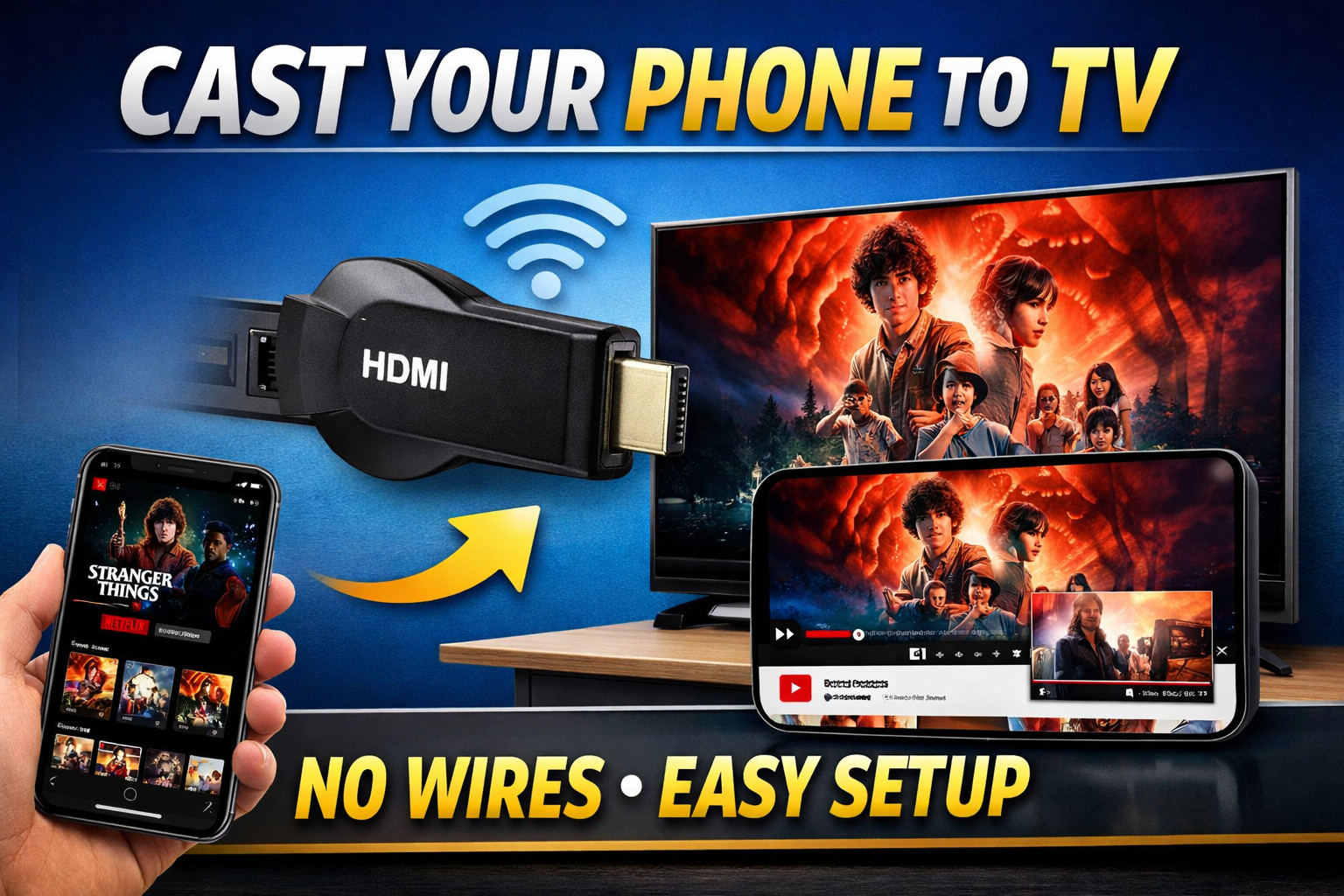 Wireless HDMI Display Dongle 1080P Screen Mirror for iPhone Android TV AirPlay M