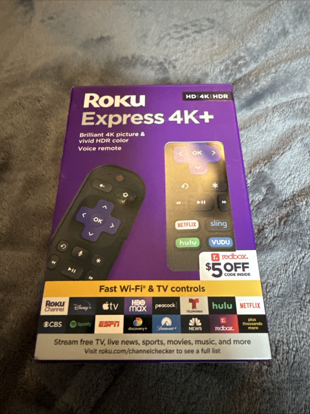 Roku Express 4K+ Streaming Media Player – 4K HDR HD TV Device New Open Box