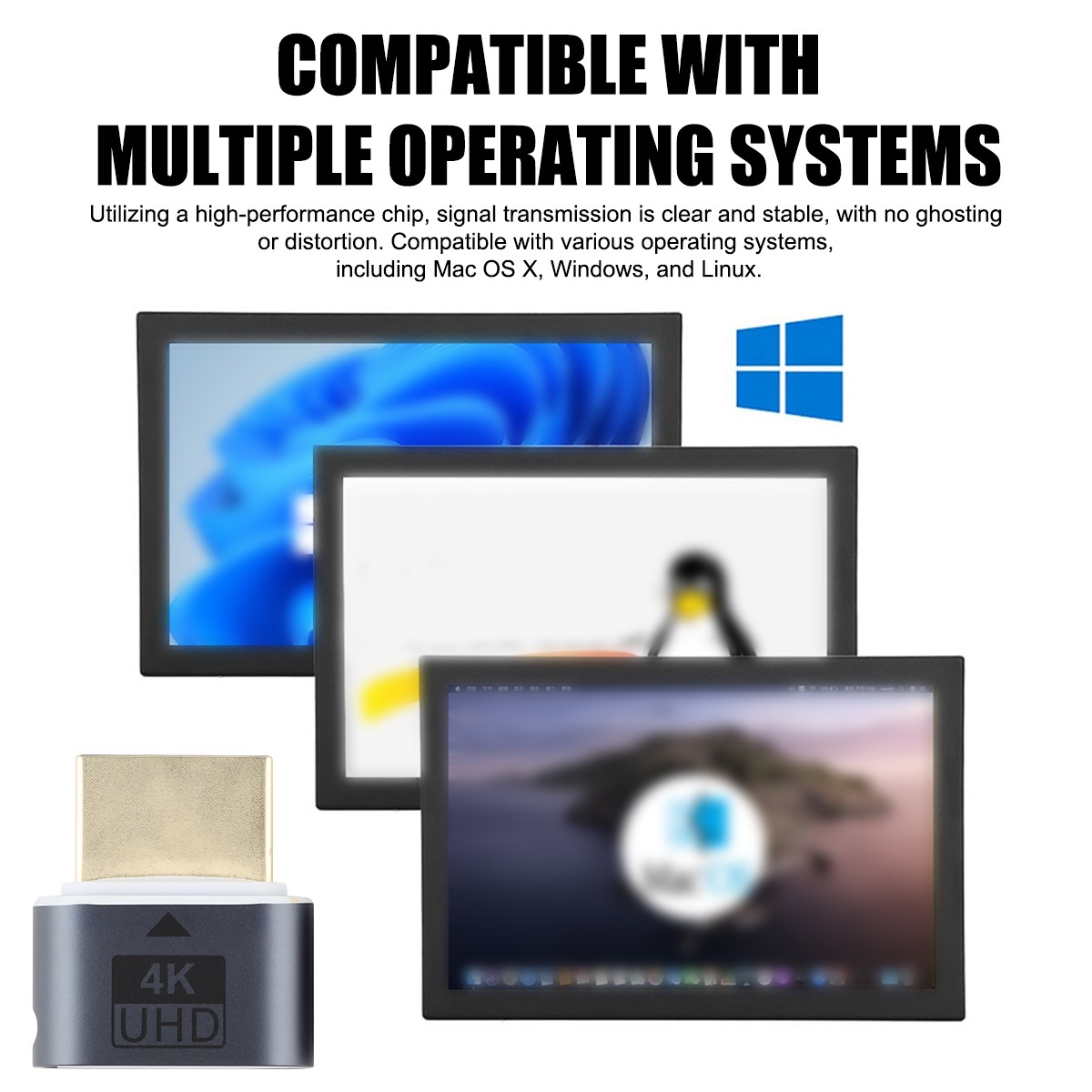 New HDMI Dummy Plug 4K 60Hz for Headless PC Mac Linux EDID Emulator Plug & Play