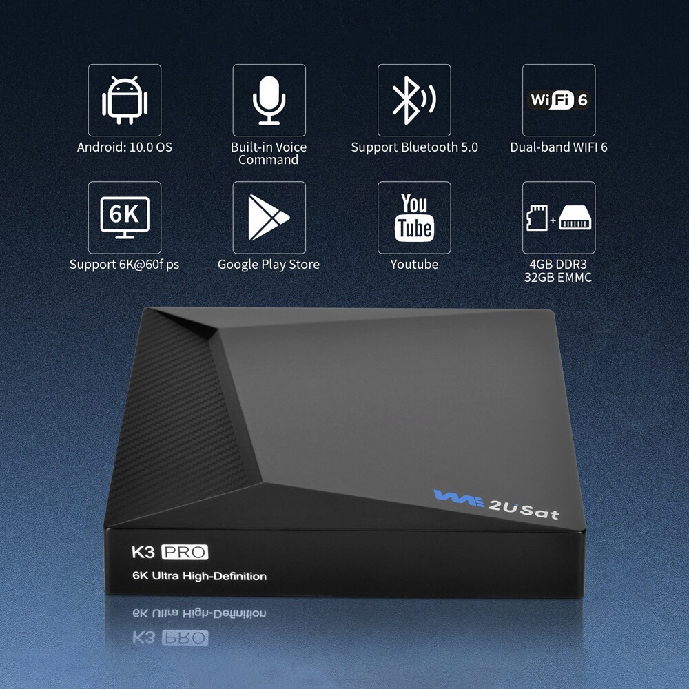 K3 PRO 6K Super Clear Smart TV Box WiFi6 Free TV Player Bluetooth Voice Assit US