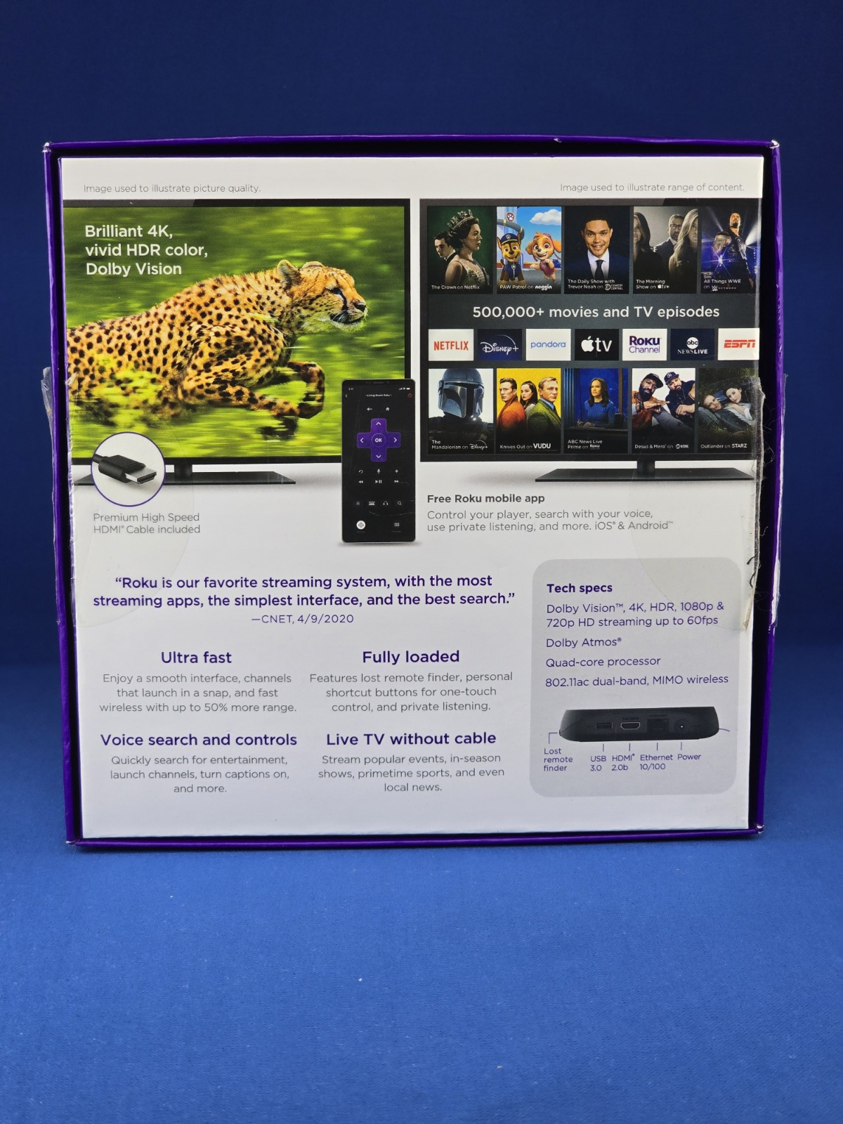 Roku Ultra 4800R 4K Streaming Media Player Black – New Open Box, & Wall Mount!