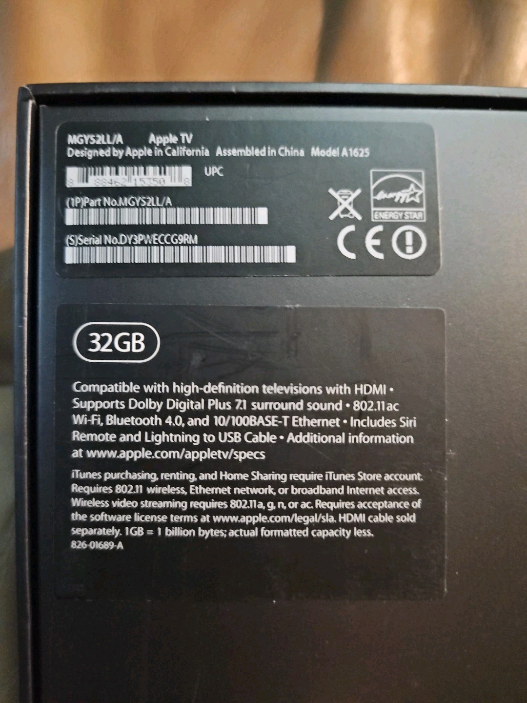 A1625 Apple TV HD 32GB – Black Apple TV 4th generation) NEW IN BOX