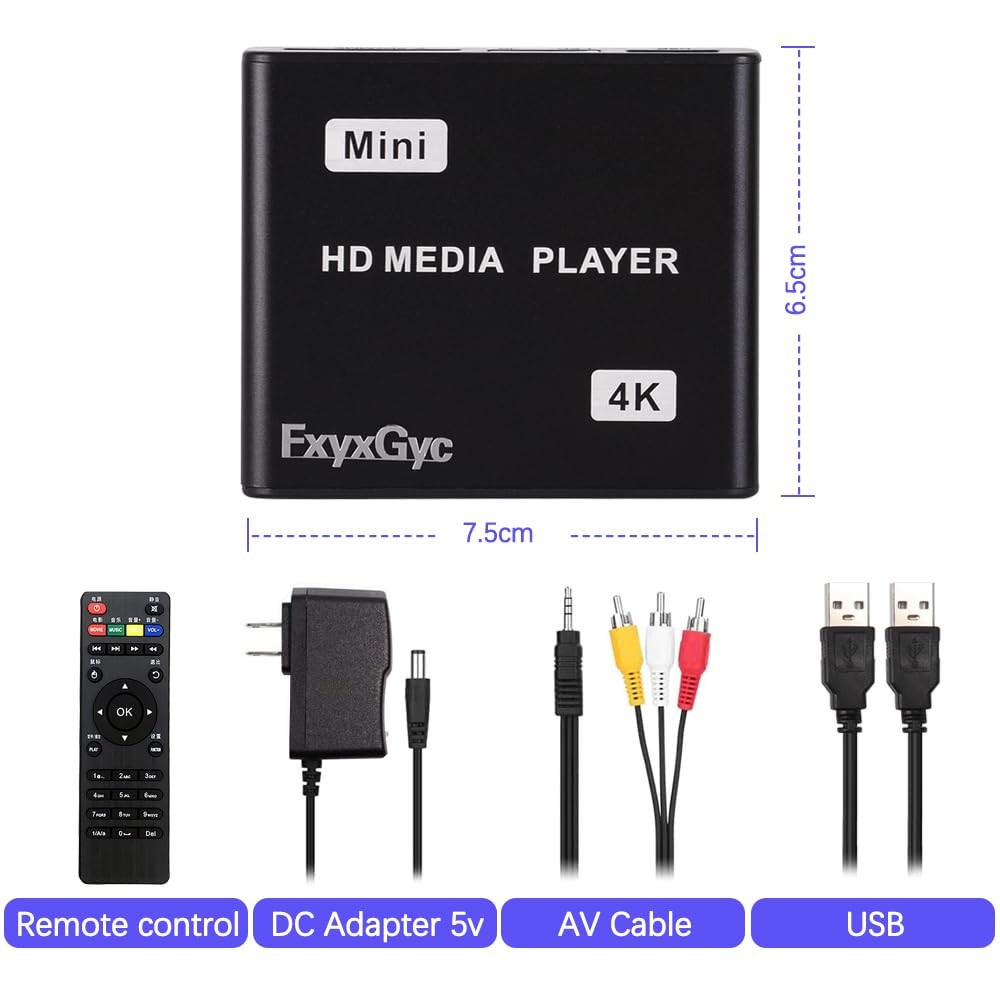 HDMI Media Player, 4K Ultra HD Digital Media Player, Supports USB Drive, SD C…