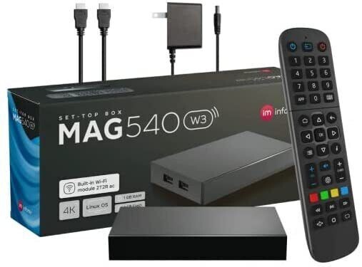 New Infomir MAG540W3 MAG 540w3 Set Top Box 1GB Memory 4K Linux Wi-Fi ORIGINAL