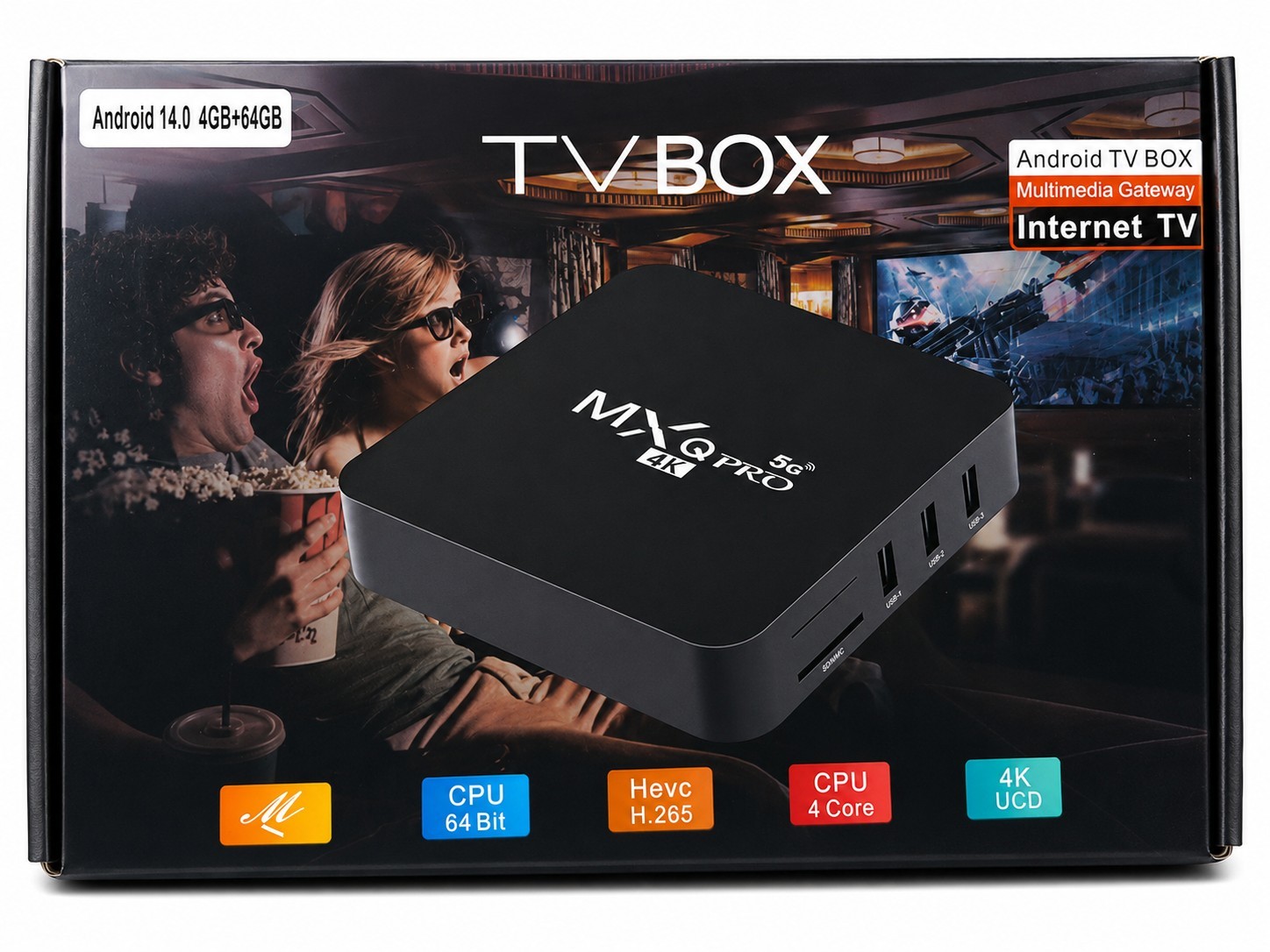 MXQ Pro 4K OTT TV BOX INTERNET TV Multimedia Gateway CPU 64 BIT Quad Core
