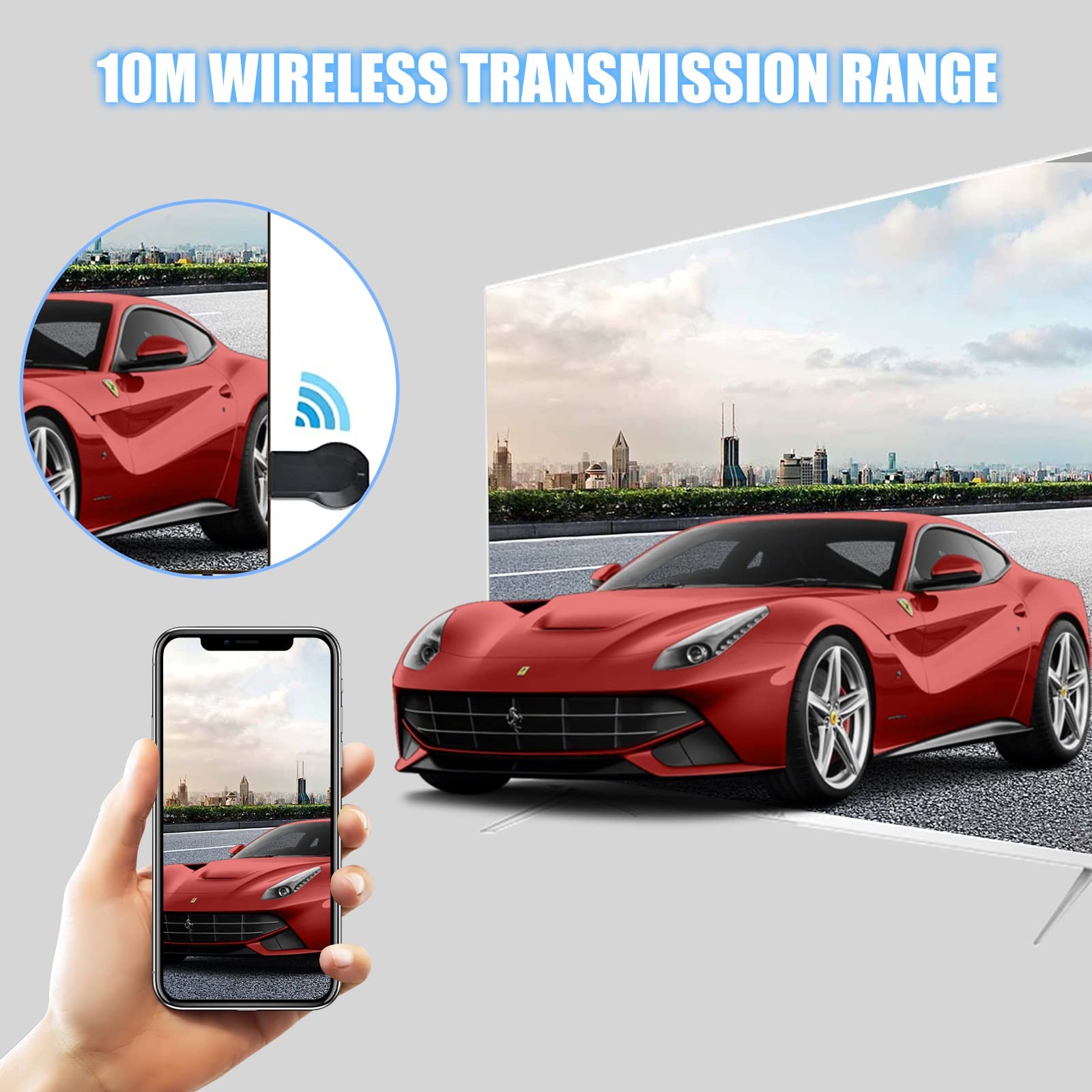 HDMI Wireless Display Dongle Adapter WiFi 4K&1080P Portable Transmitter, Str…