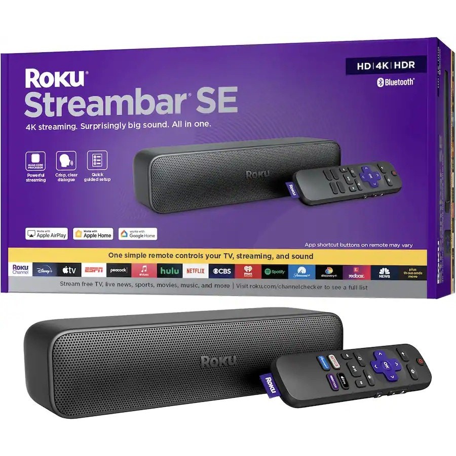Roku Streambar SE 4K HDR Streaming Media Player & Compact Soundbar Black