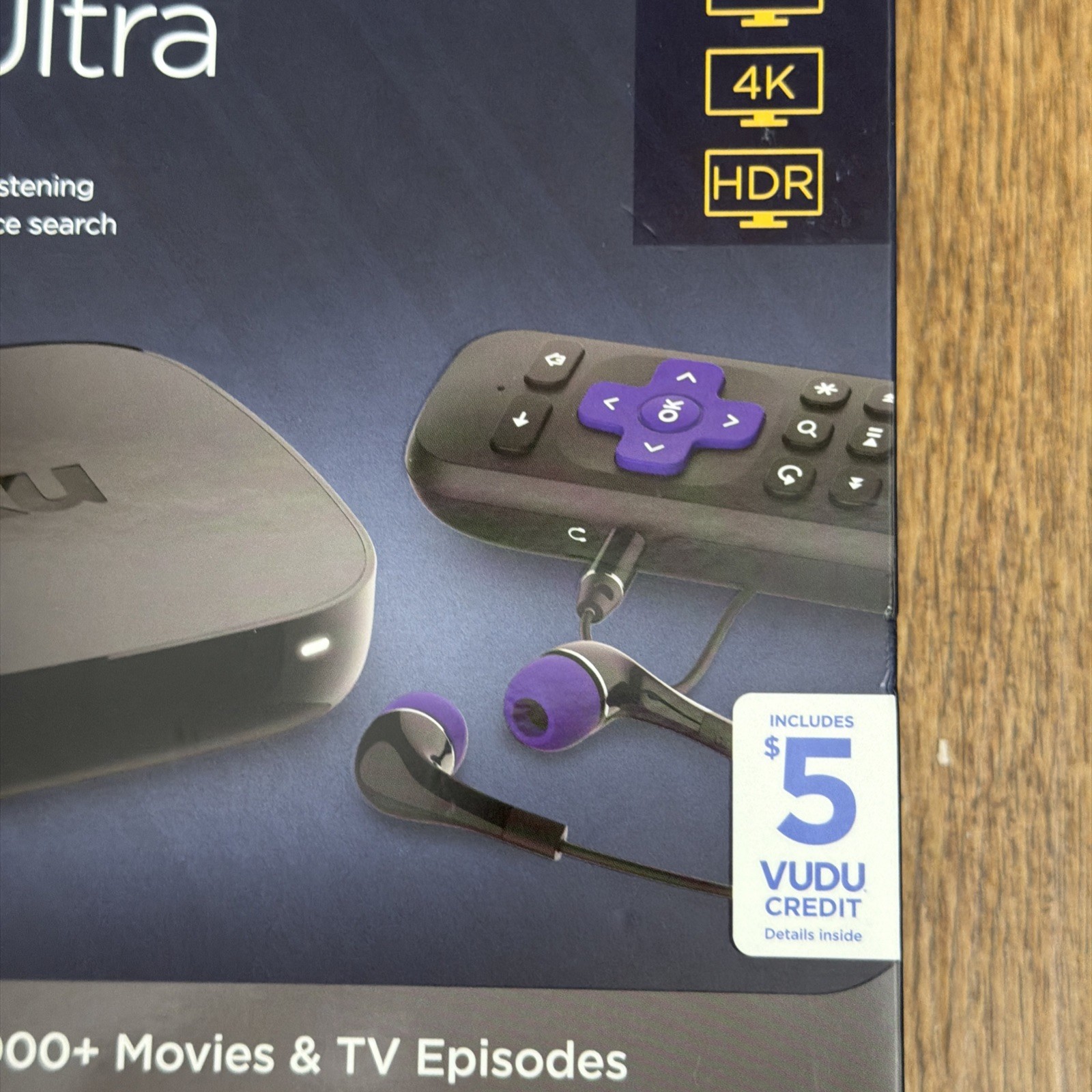 Roku 4640 RW Ultra Streaming Media Player 4K HD HDR with Headphones Black Seald
