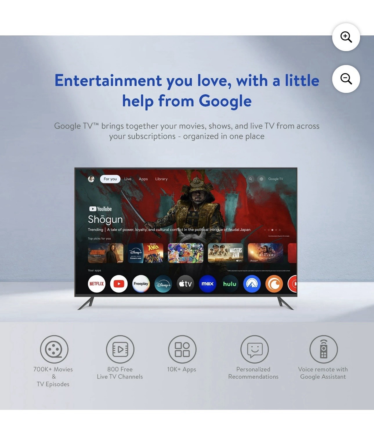 onn 4K Streaming Device, Google TV – Fast Streaming, Ultra HD, 8GB Storage, 2GB