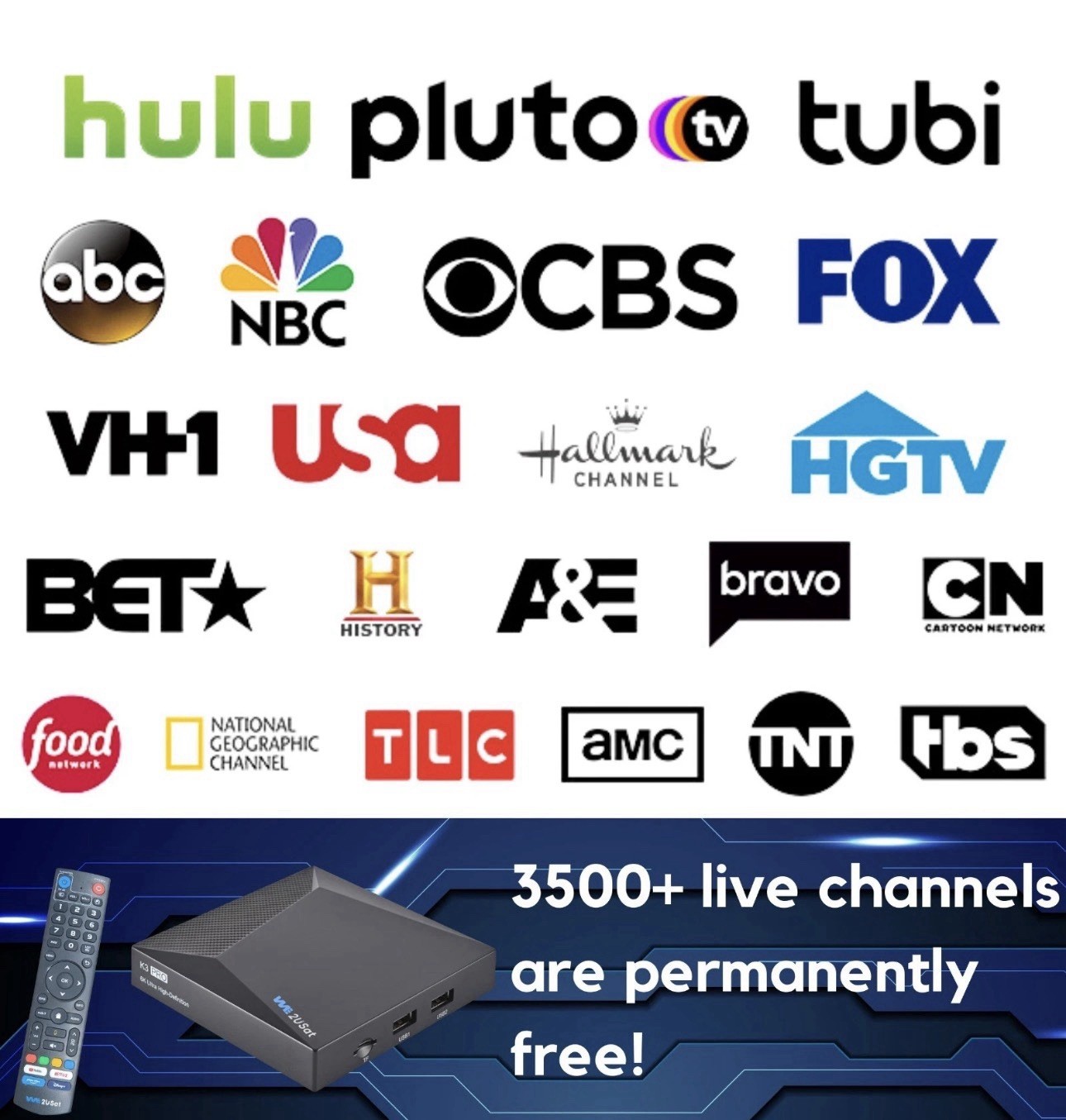 We2USat K3 PRO+ 6K HDR Android TV Box Remote Control 4GB RAM + 32GB Storage