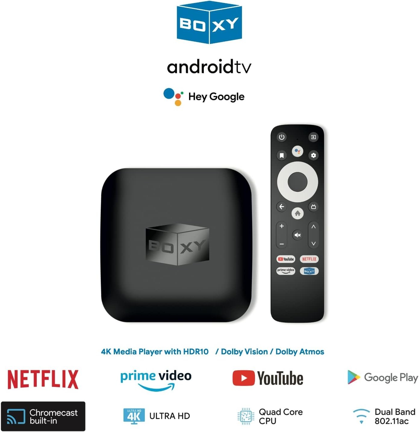 Compact Streaming Media Player with Dolby Vision & Atmos – Android TV 11 Support