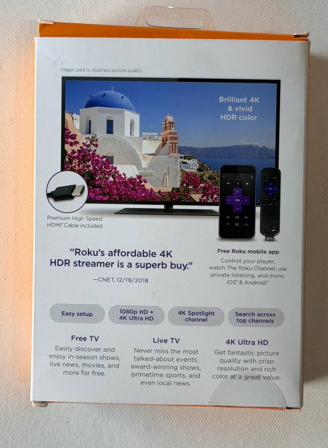 Roku Premiere HD/4K/HDR Streaming Media Player, Remote, HDMI Cable, USB