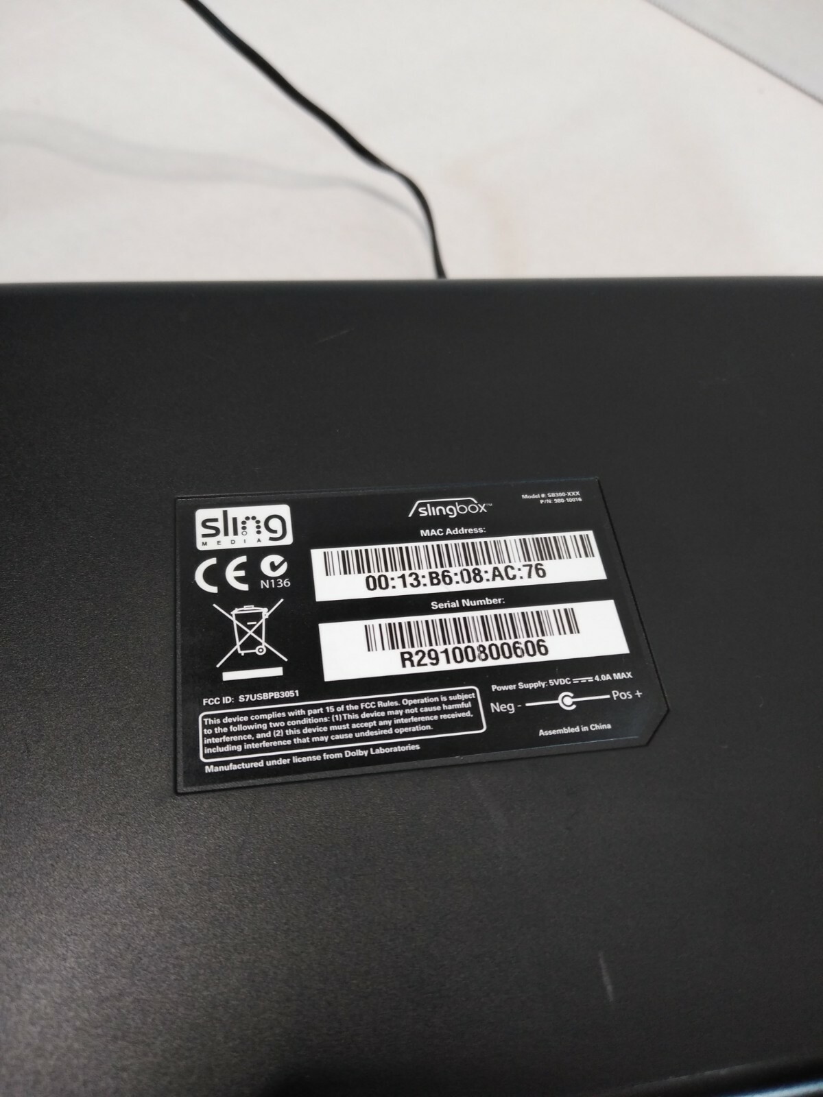SLING SlingBox MEDIA STREAMER SB300-XXX W/ Power Adapter